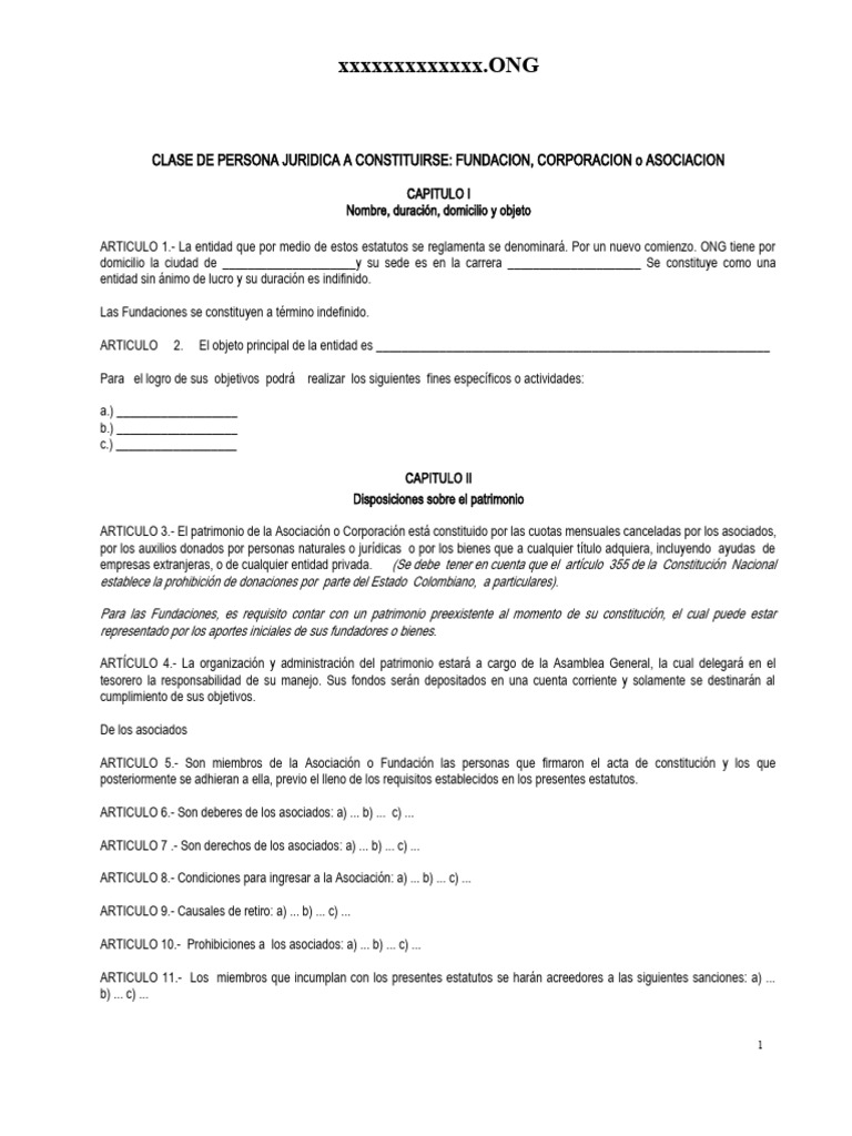 Modelo Estatutos Asociacion | PDF