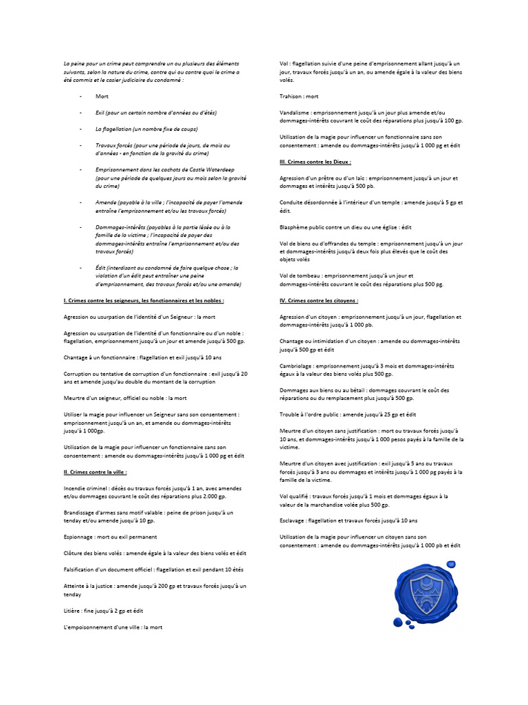 Code Pénal Waterdeep PDF