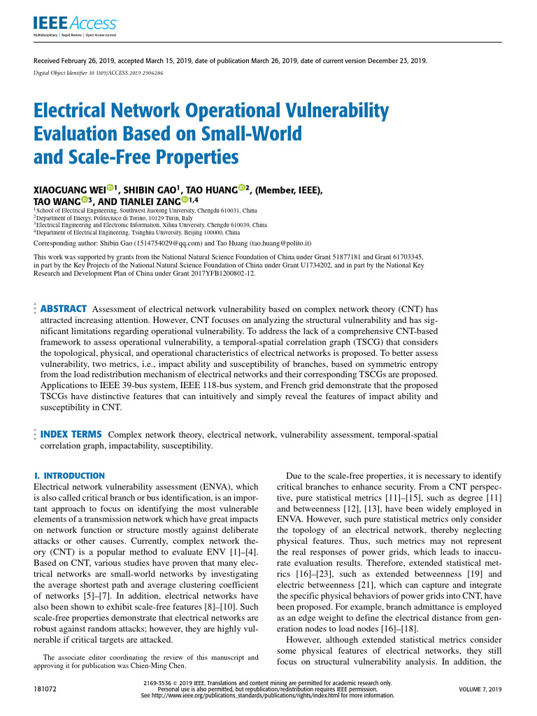 Electrical Network Vulnerability Assessment | PDF | Mathematical ...