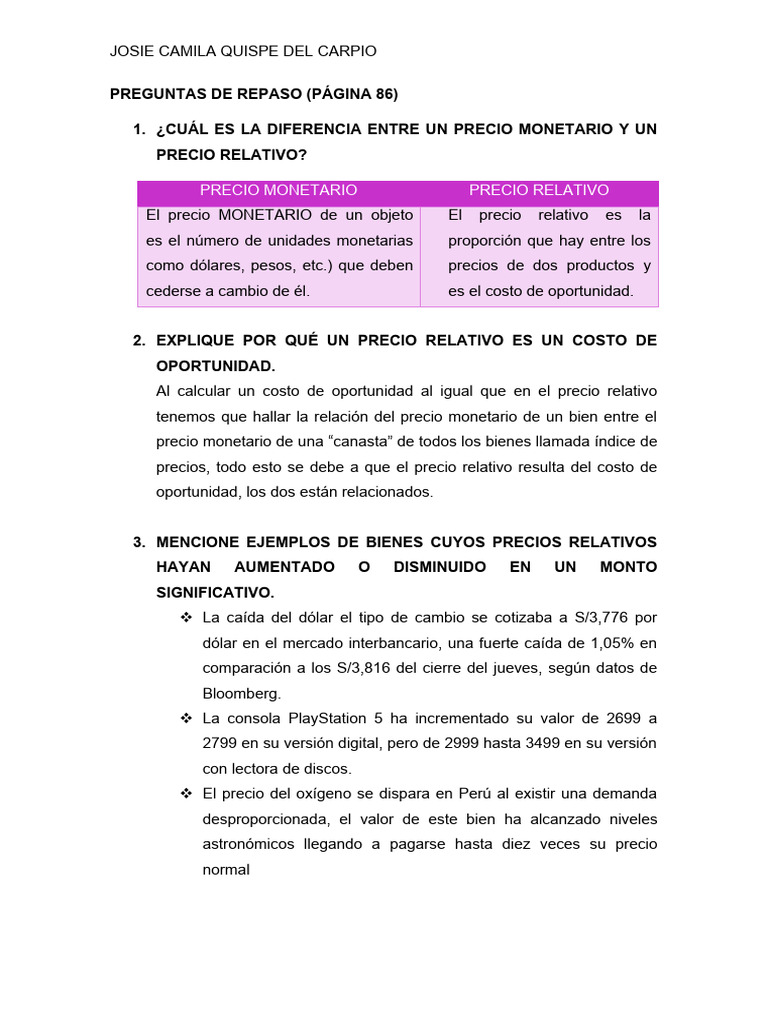 Preguntas de Repaso - 3a | PDF | Oferta (economía) | Oferta y demanda