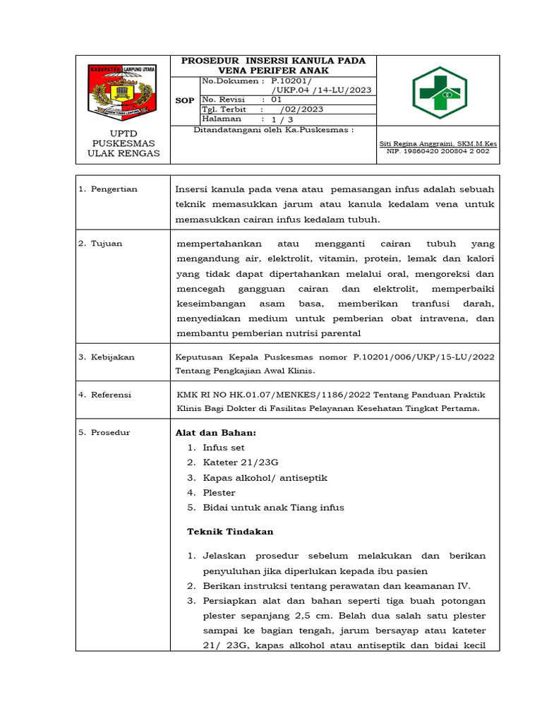 Pediatric IV Cannula Procedure | PDF | Science & Mathematics