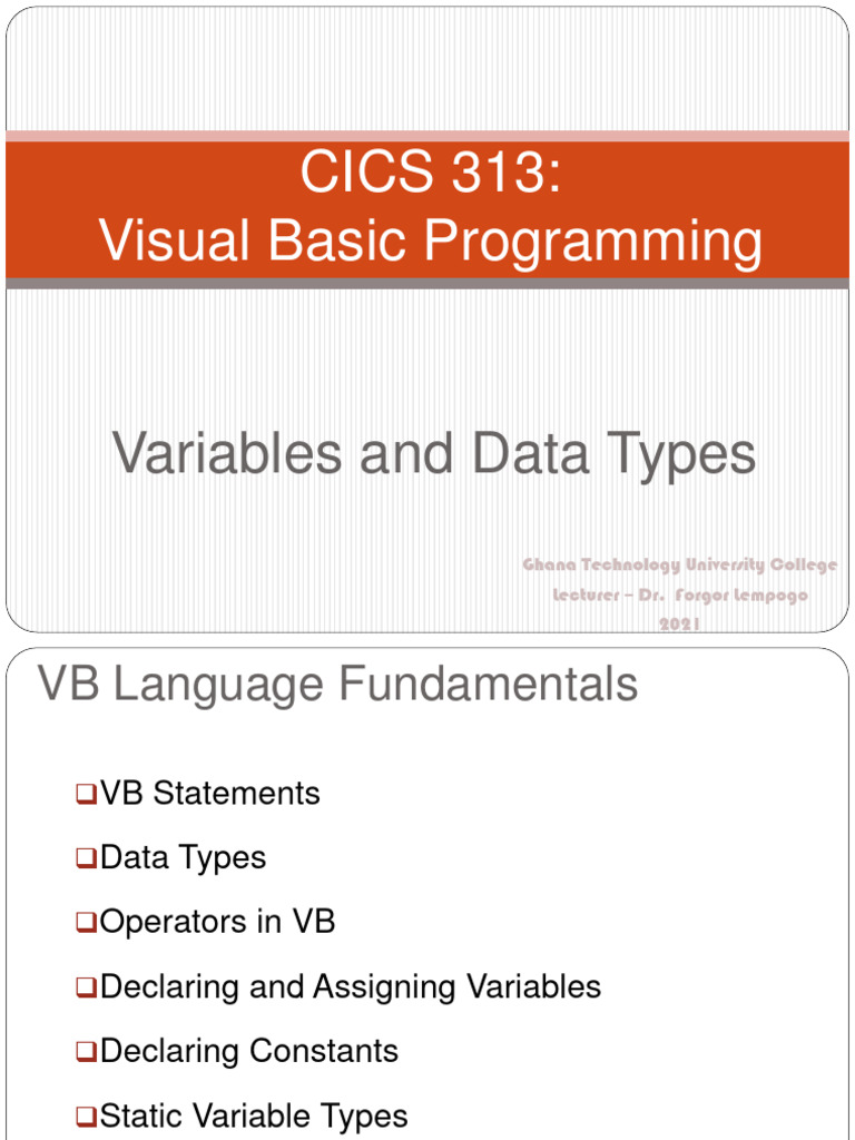 Slides Variables and Data Types | PDF
