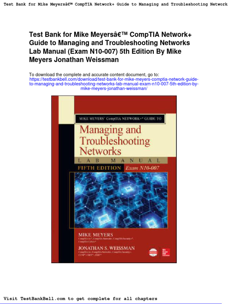 Test Bank For Mike Meyers Comptia Network Guide To Managing and