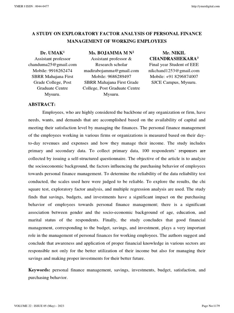 Article 11 a study on exploratory factor analysis of personal finance