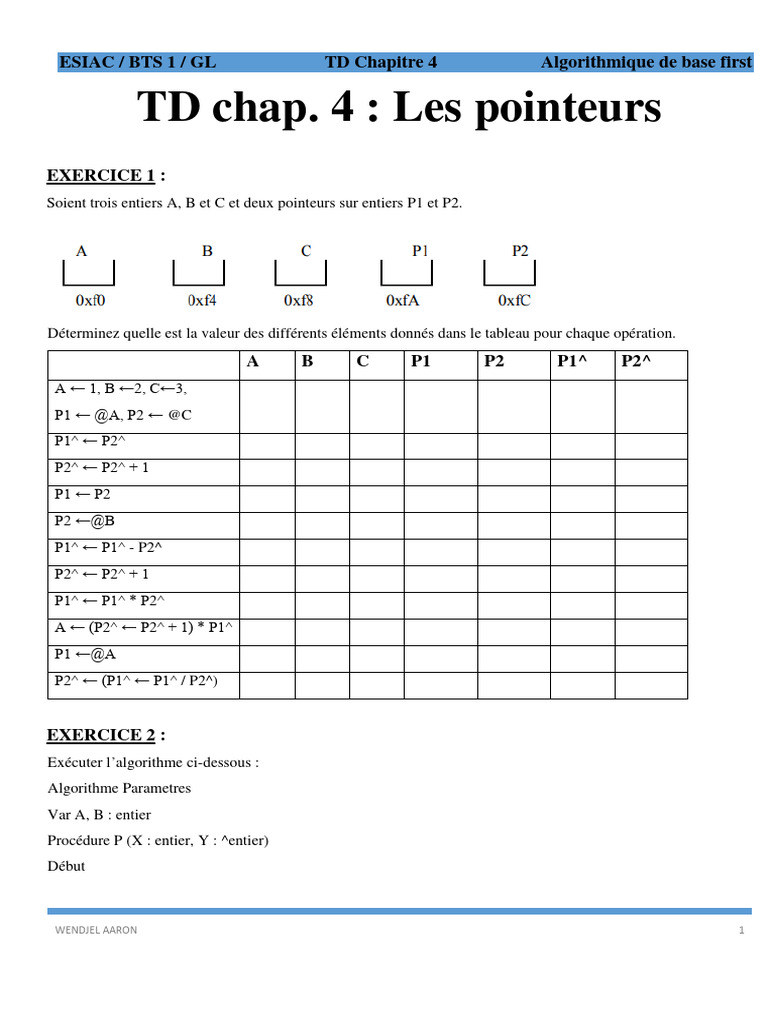 Pointeurs en algorithmique de base | PDF | Sciences et mathématiques ...