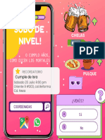 Invitación Fiesta de Cumpleaños Level Up Pixelado, Color Violeta