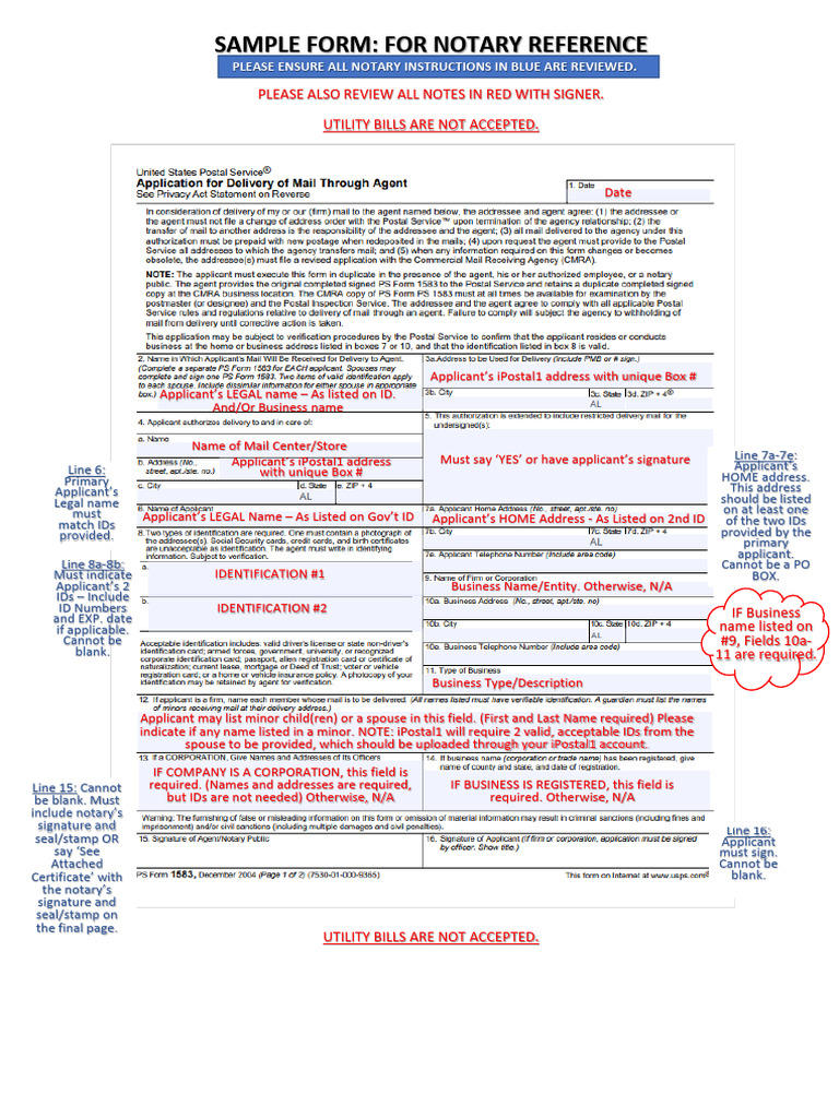 Form 1583 | PDF | United States Postal Service | Identity Document