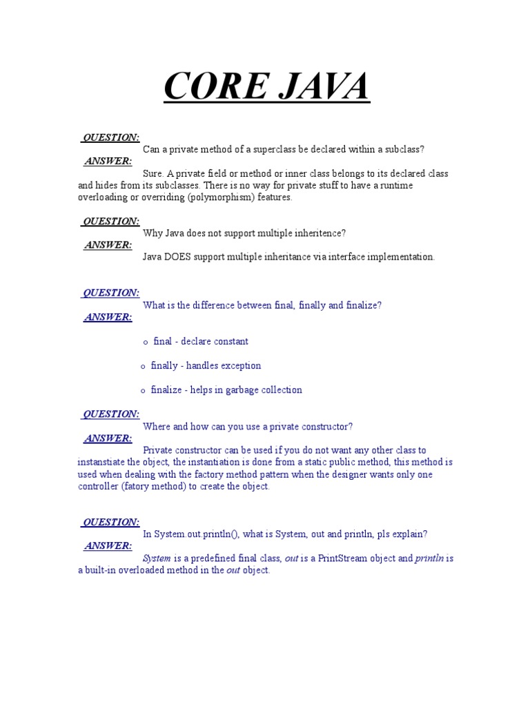 Core Java FAQs and Concepts Explained | PDF | Method (Computer ...