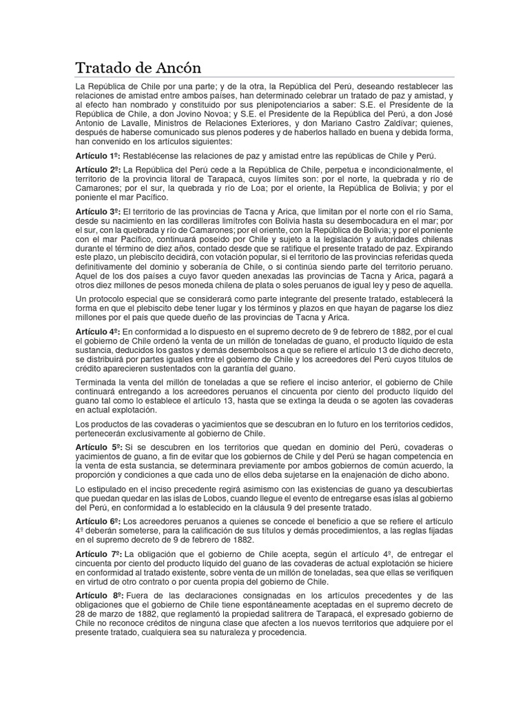Tratado de Ancón PDF América del Sur