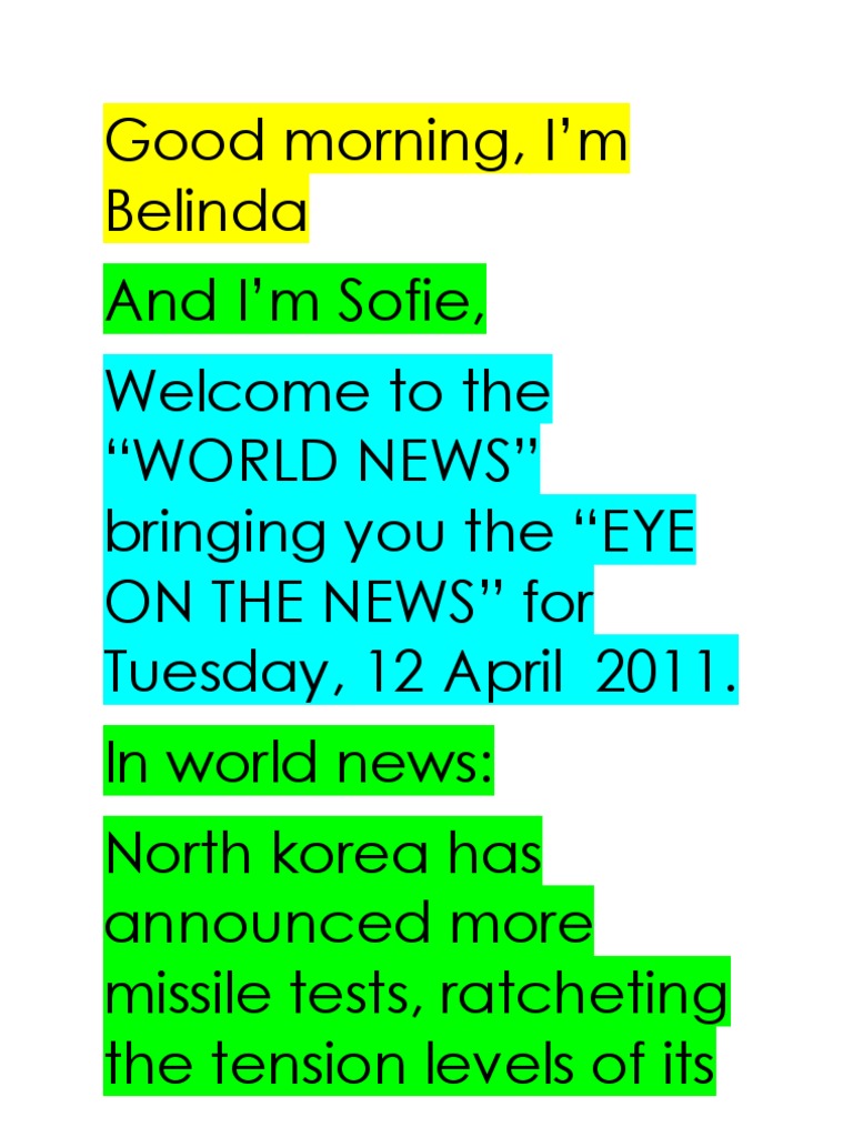 News Casting Script Dick Cheney Politics (General)