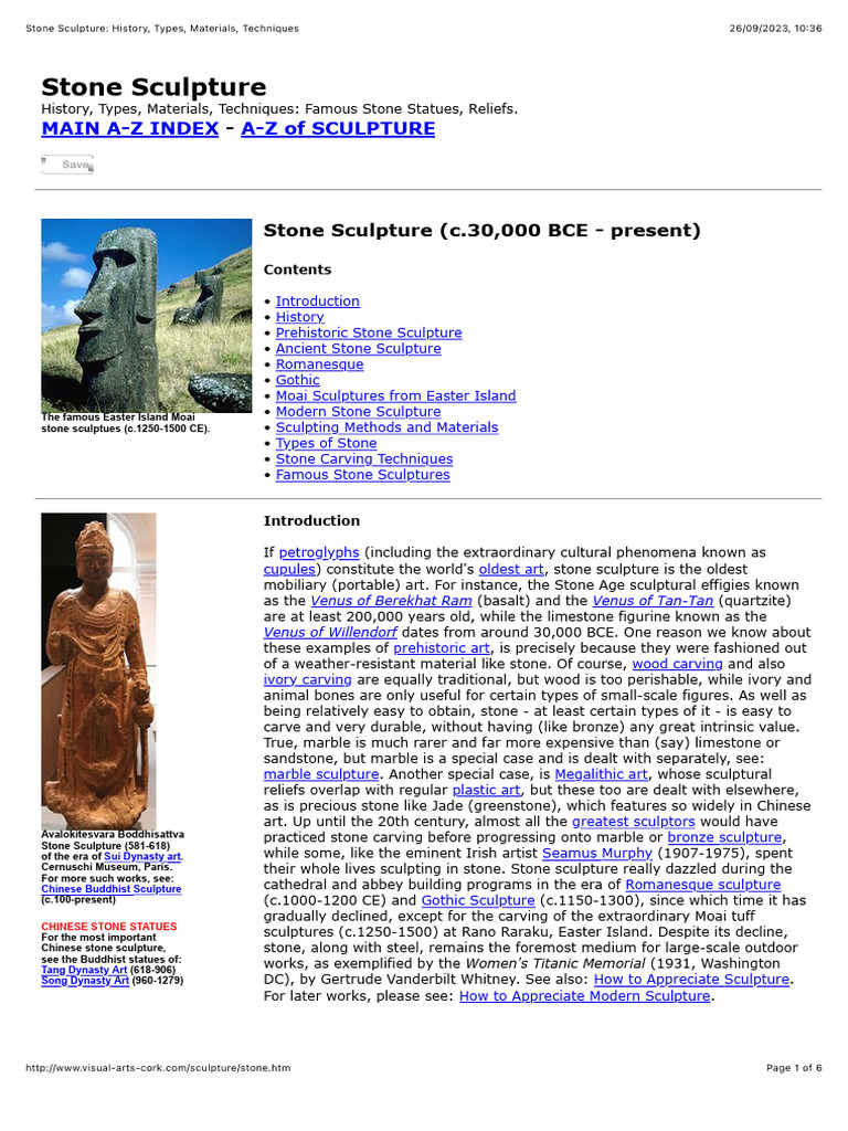 Stone Sculpture: History and Techniques | PDF | Sculpture | Rock (Geology)