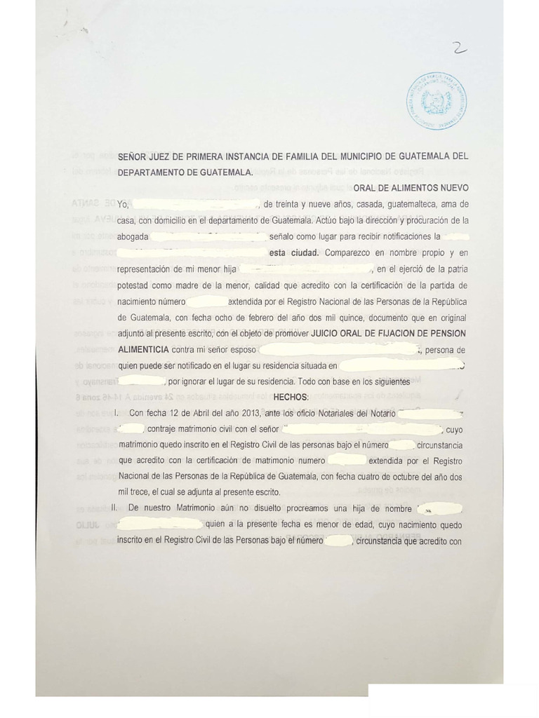 Ejemplo de Demanda Oral de Alimentos | PDF