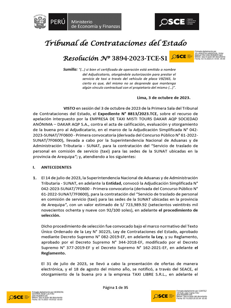 Resolución #3894-2023-TCE-S1 | PDF