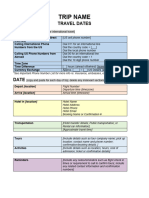 Editable Printable Travel Itinerary