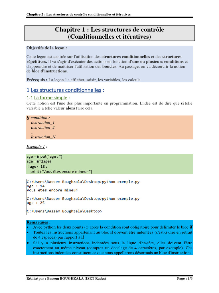 Structures de contrôle en Python | PDF | Structure de contrôle | Somme ...