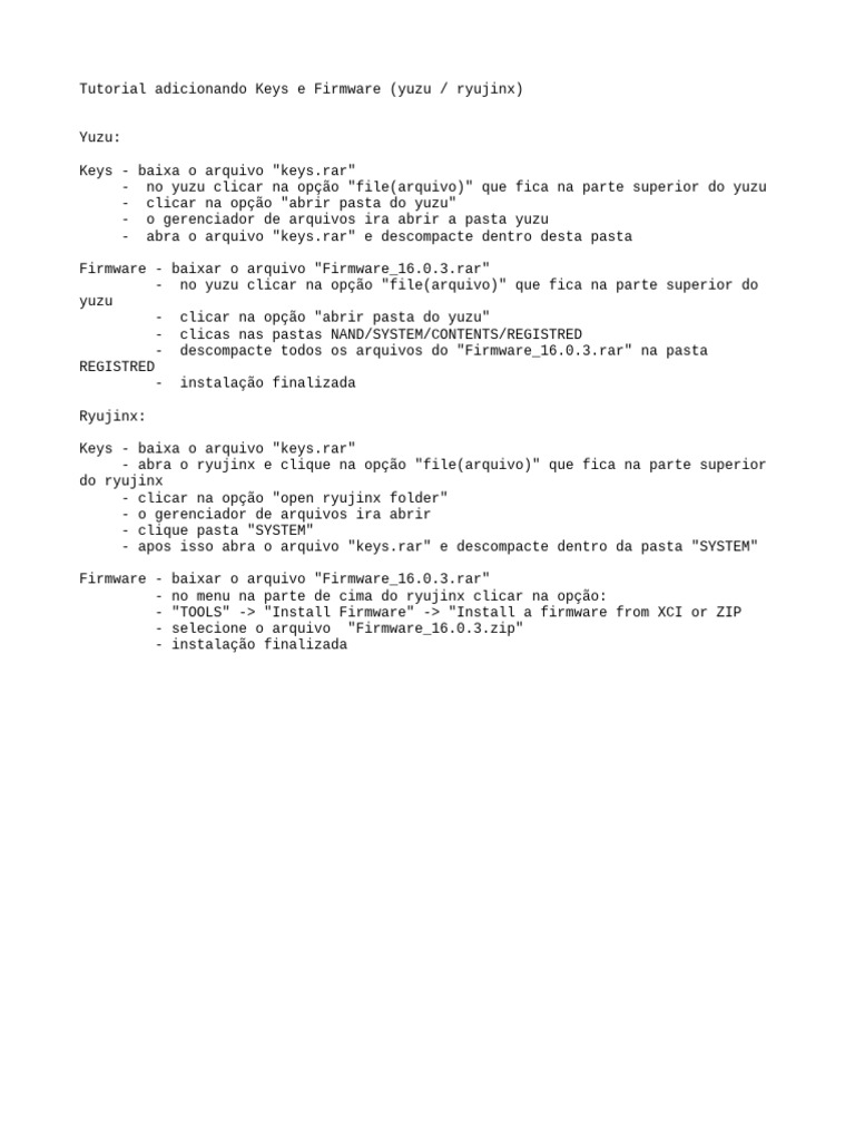 Tutorial Instalação Das Keys e Firmware | PDF
