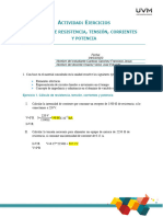 Ctividad Jercicios Álculo de Resistencia Tensión Corrientes Y Potencia