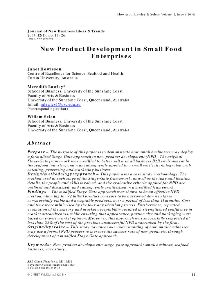 New Product Development in Small Food en | PDF | Methodology | Market ...