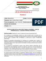 Guía de Aprendizaje No.1 - Primer Período Período - UNDÉCIMO MATEMÁTICAS