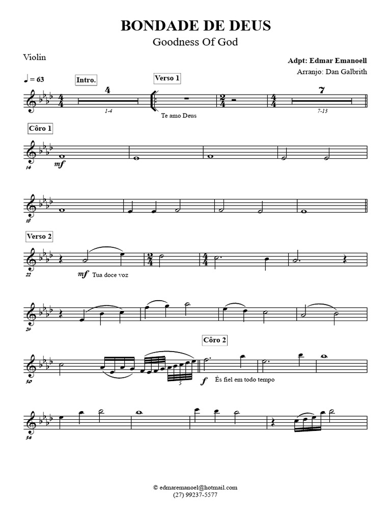 Bondade de deus violino pdf