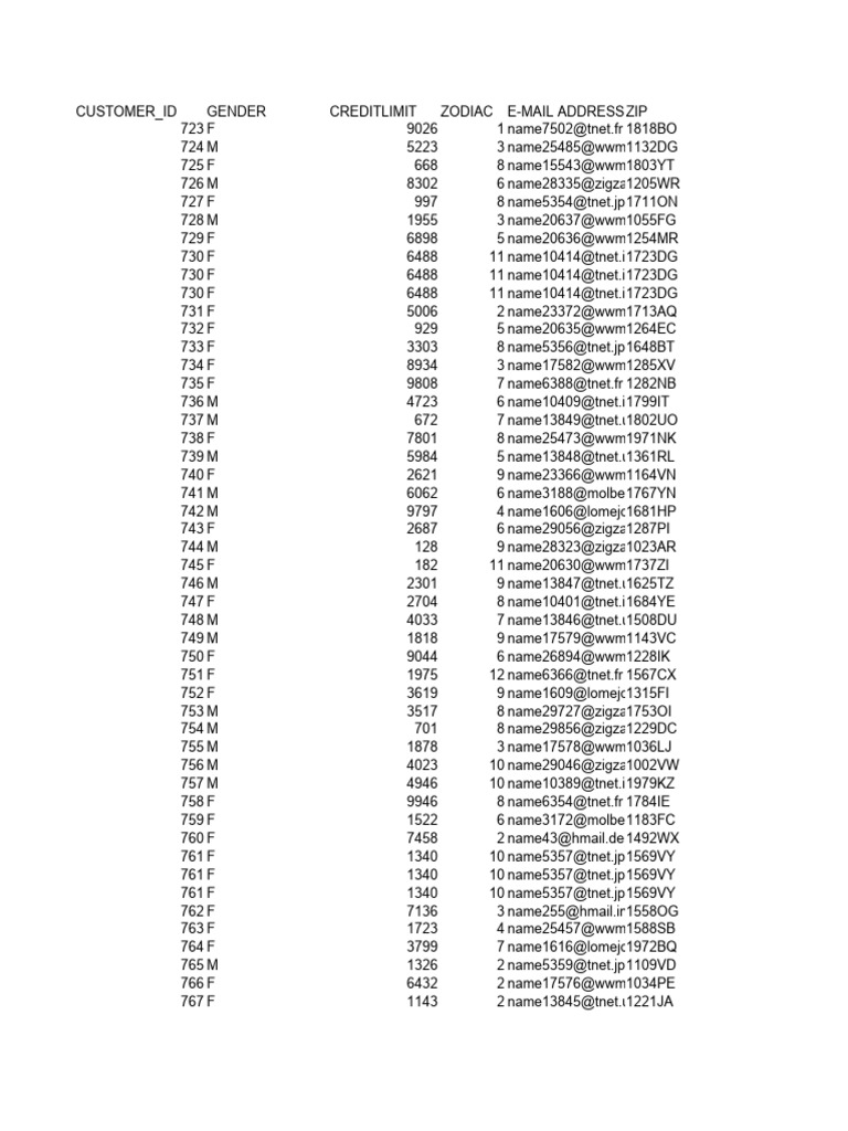 ACME Customer Data PDF