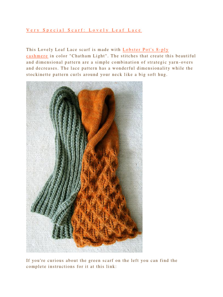 Lovely Leaf Lace Scarf | PDF, image size:768x1024