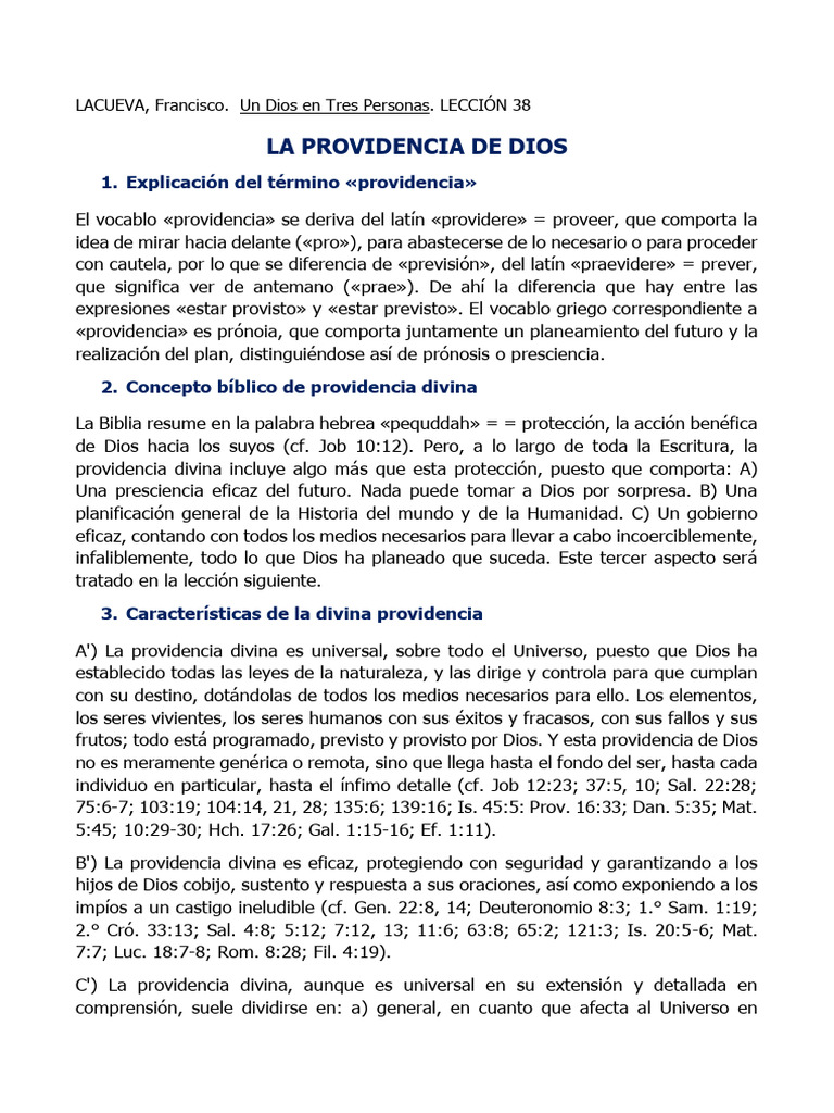 La Providencia de Dios Leccion 38 Lacueva | PDF