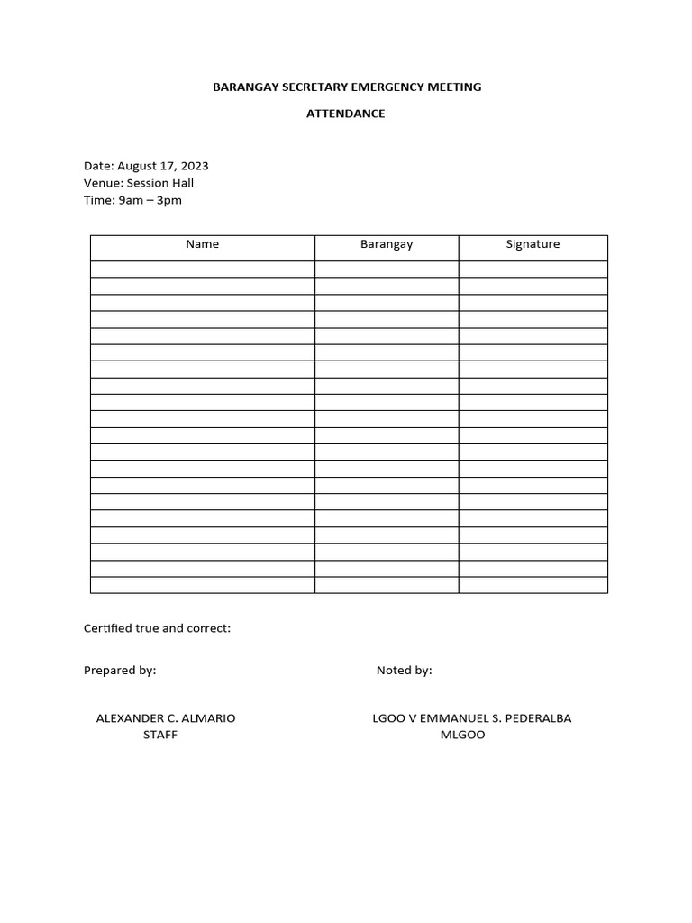 Attendance Form | PDF