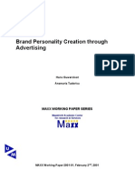 Brand Personality Creation Through Advertising: Maxx Working Paper Series