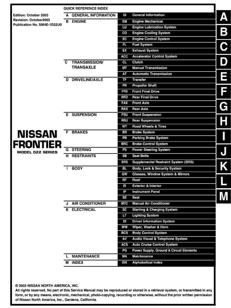 Manual de mecánica Nissan Frontier 2004 PDF