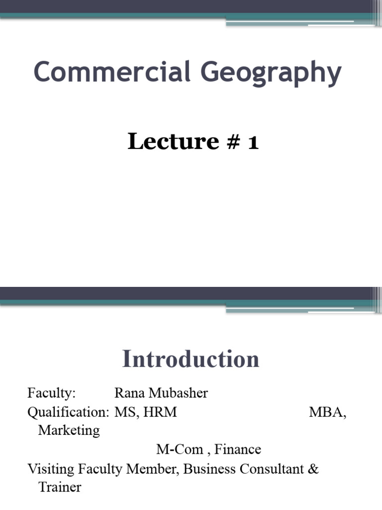 Commercial Geography Lecture 1 PDF