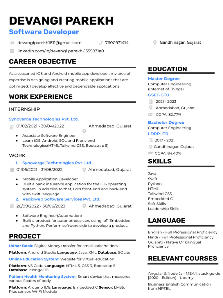 Devangi Parekh Resume+ (3) + | PDF