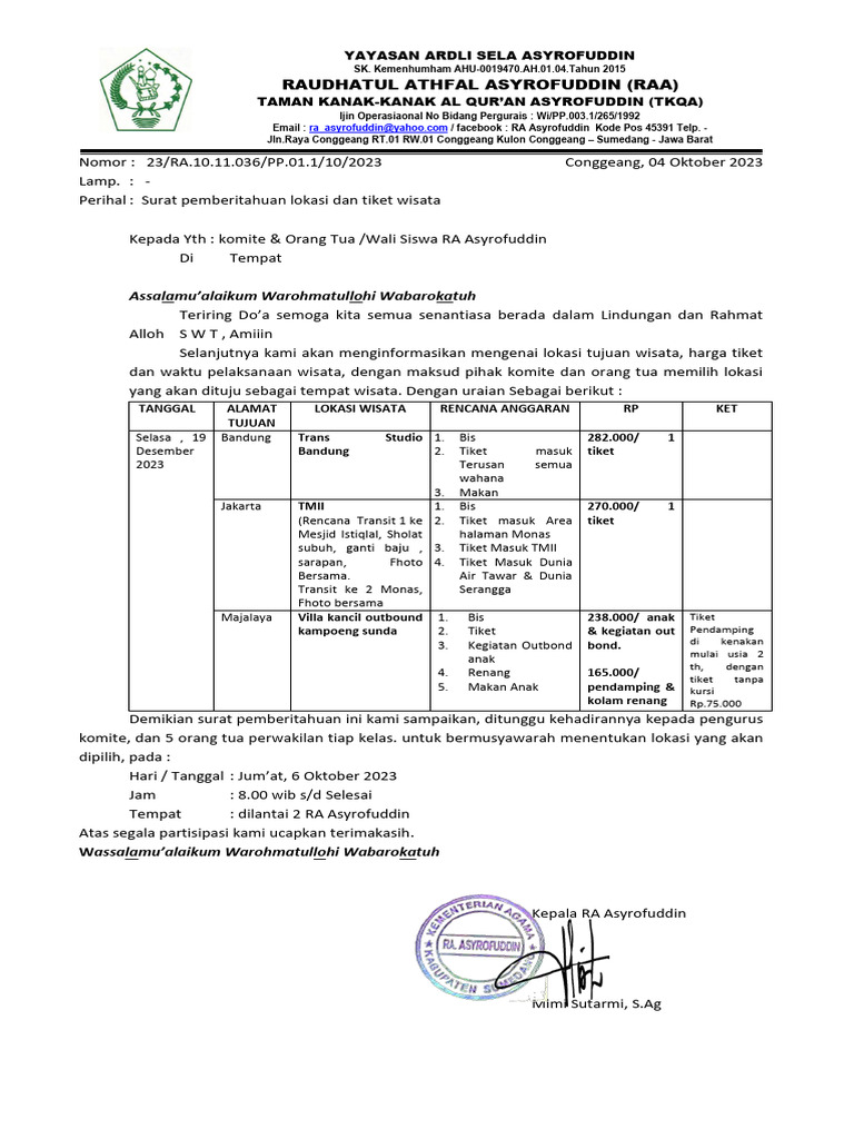 Surat Informasi Wisata 2 Rev | PDF