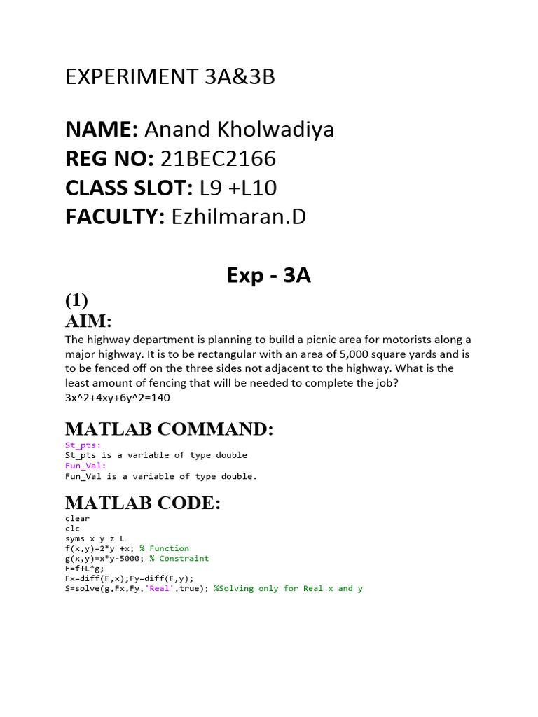 3A&3B Matlab | PDF