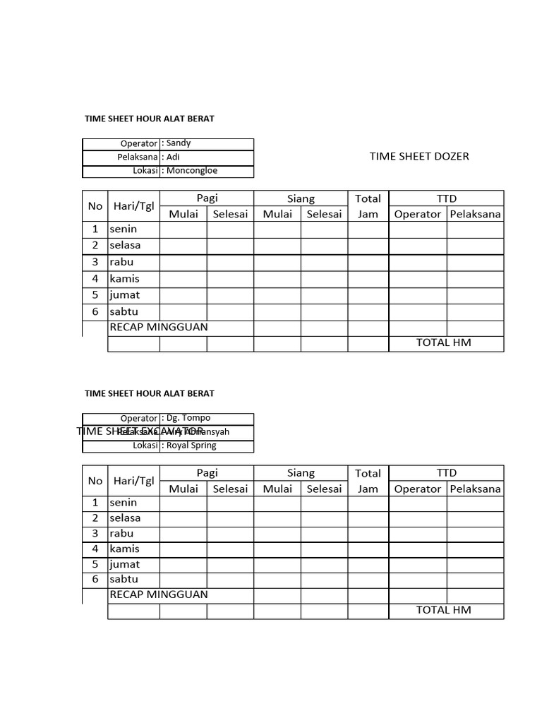 Timesheet Sewa Alat Moncongloe Dan Royal Spring PDF