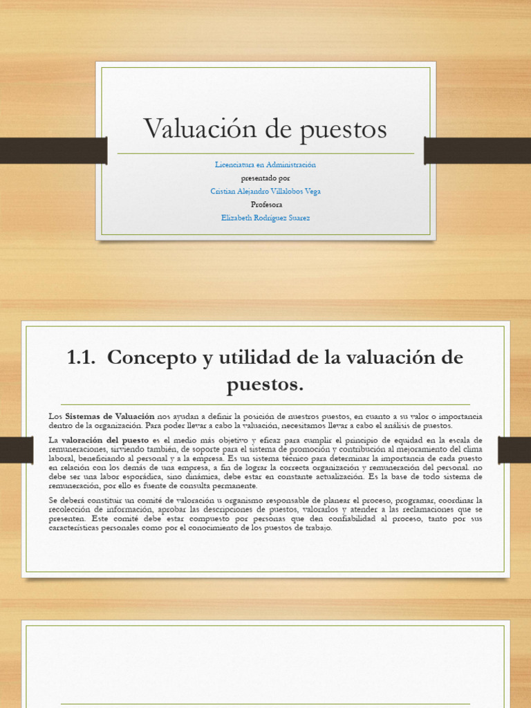 Unidad 1. Valuación de Puestos | PDF