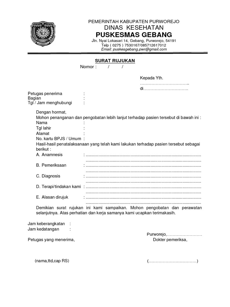 Surat Rujukan Puskesmas Gebang | PDF