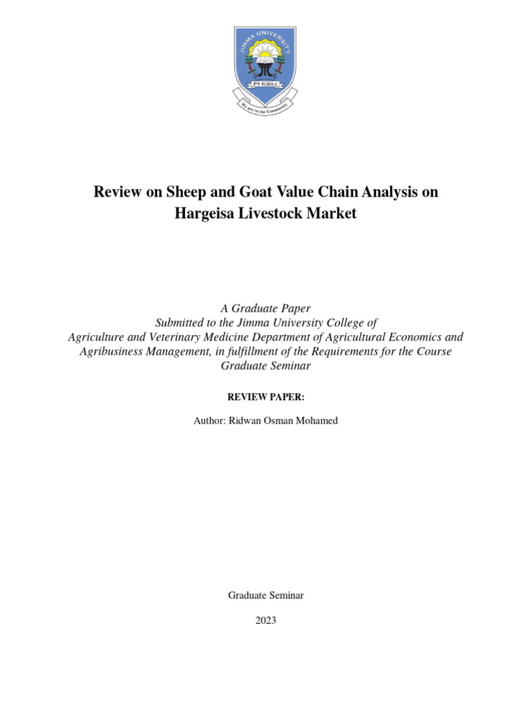 Review On Sheep and Goat Value Chain Analysis On Hargeisa Livestock ...