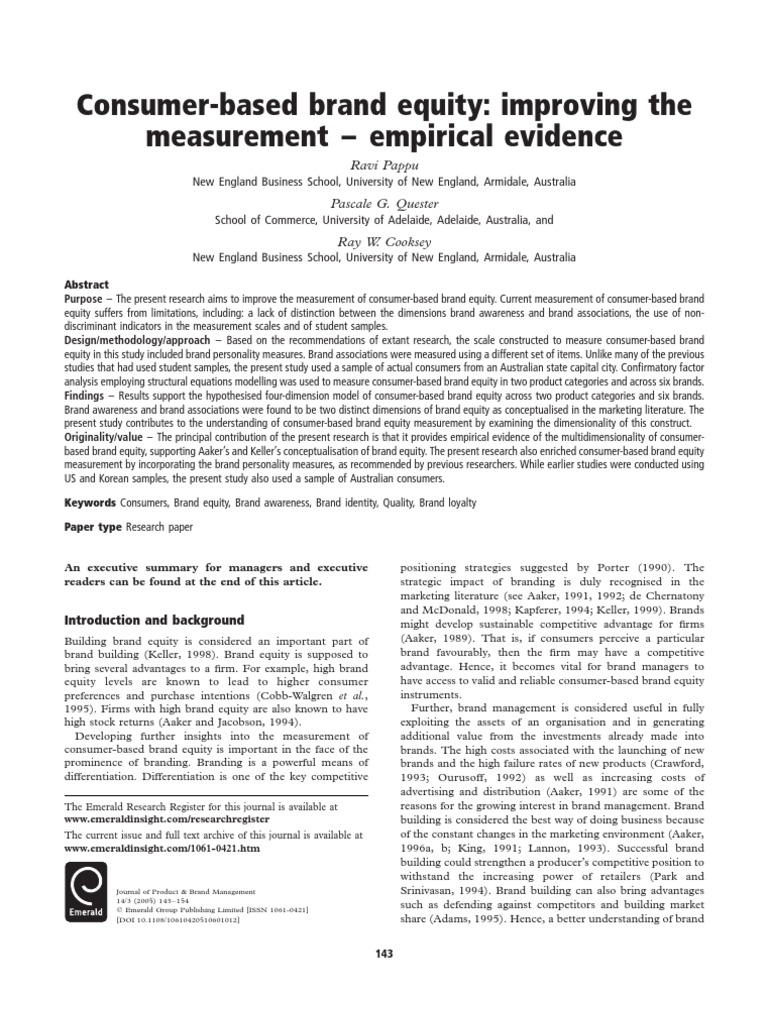 Improving Consumer Brand Equity Measurement | PDF | Errors And ...