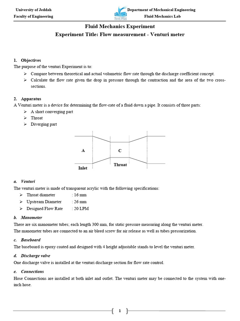 Flow Measurement Venturi Meter PDF
