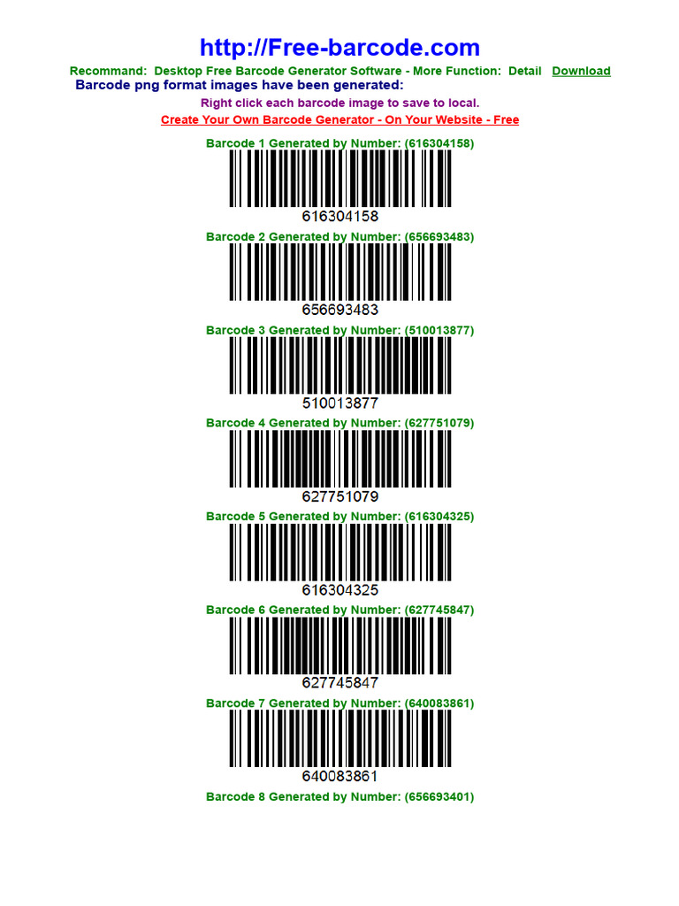 Free Online Bulk Barcode Generator - Free Barcode Generator Software -  Create Barcode PNG Images | PDF, image size:768x1024