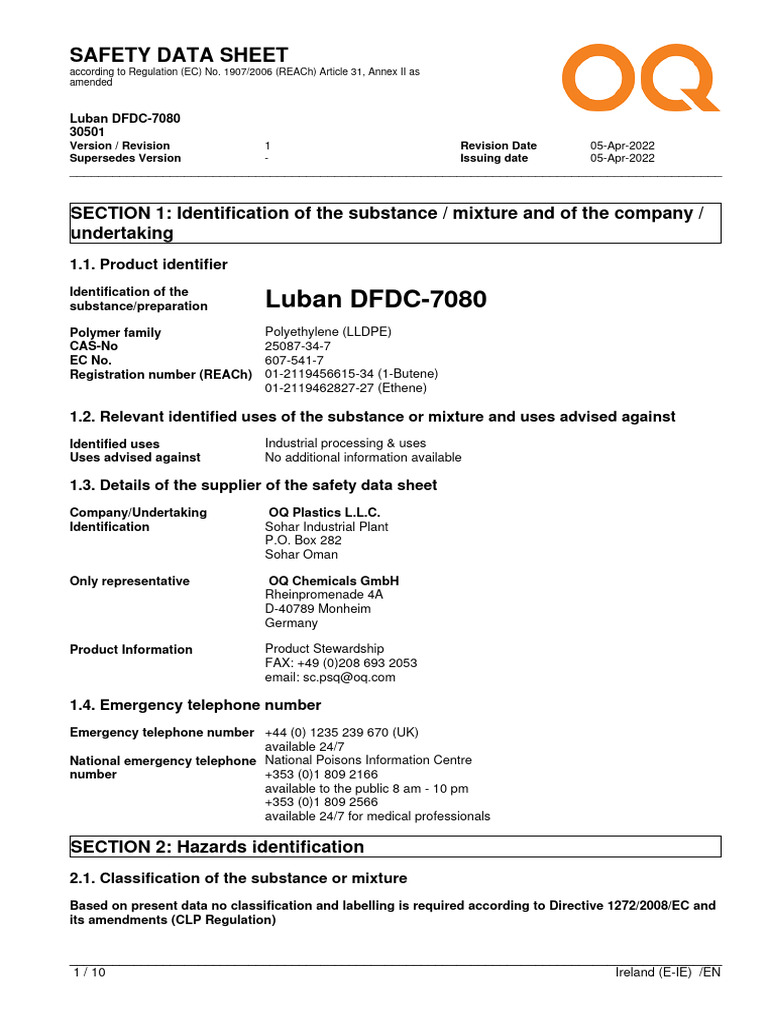 Luban DFDC-7080 Safety Data Sheet | PDF | Technology & Engineering