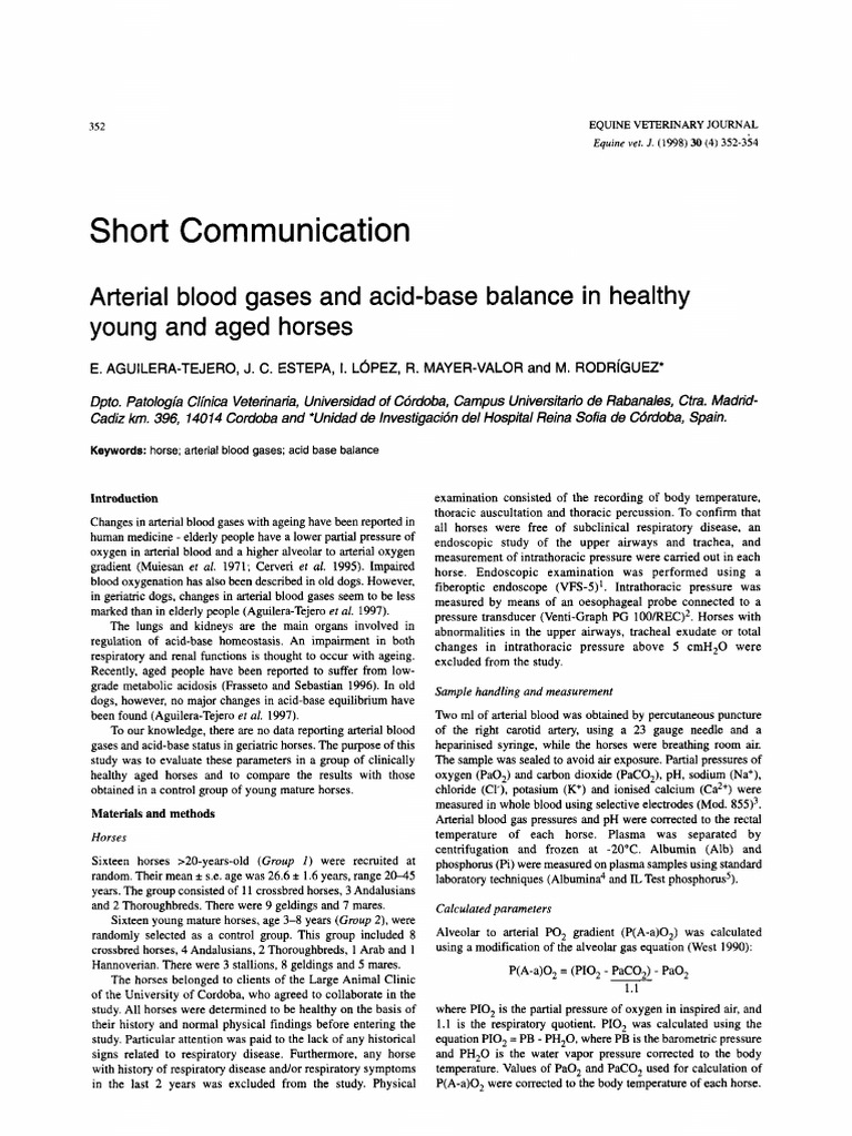 Arterial Blood Gases and AcidBase Balance in Healthy Young and Aged