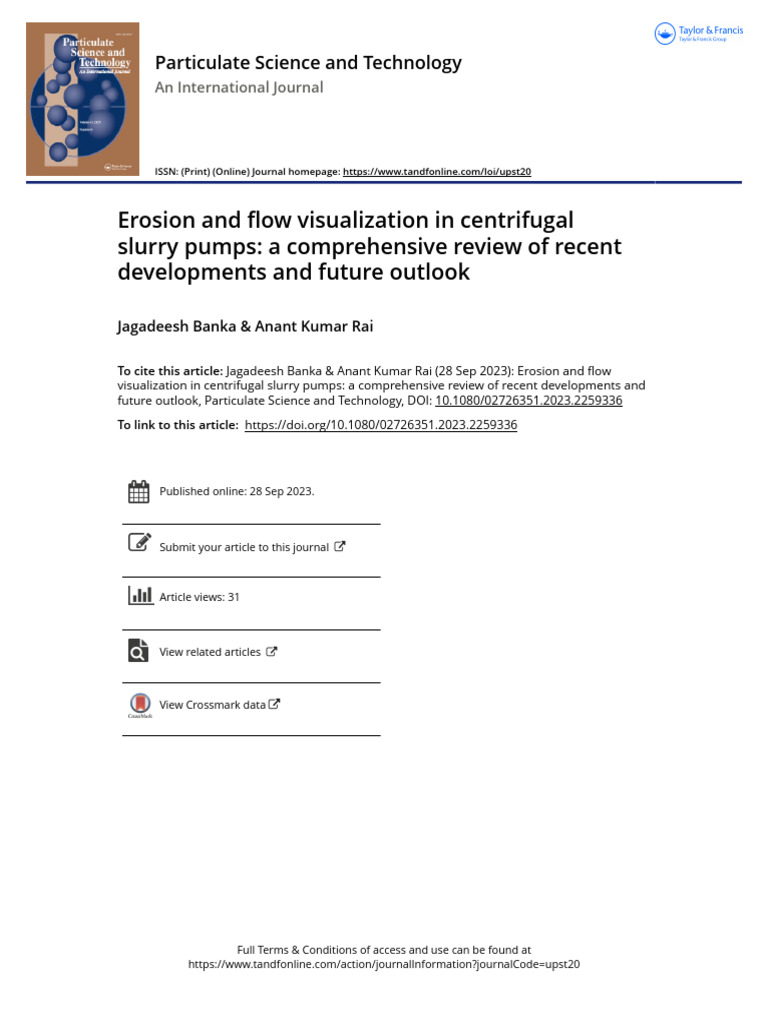 Erosion and Flow Visualization in Centrifugal Slurry Pumps a ...