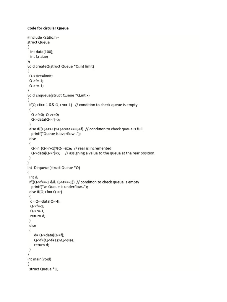 Code For Circular Queue PDF Code for circular queue pdf