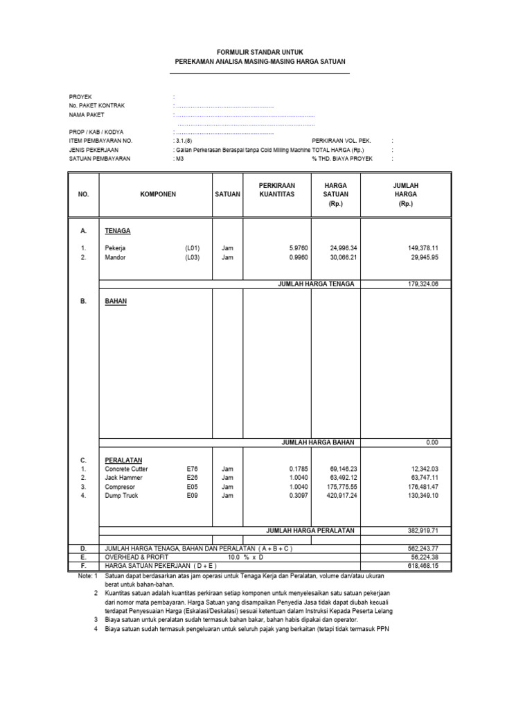 Analisis Harga Satuan Proyek Konstruksi | PDF | Teknologi & Rekayasa