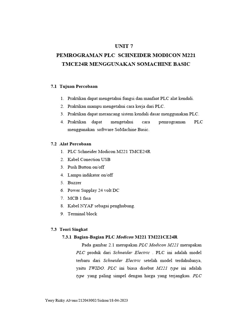 Pemrograman PLC Schneider M221 dengan SoMachine | PDF