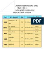Jadwal PTS Ganjil Kelas 3 Dan 6 TP. 23-24