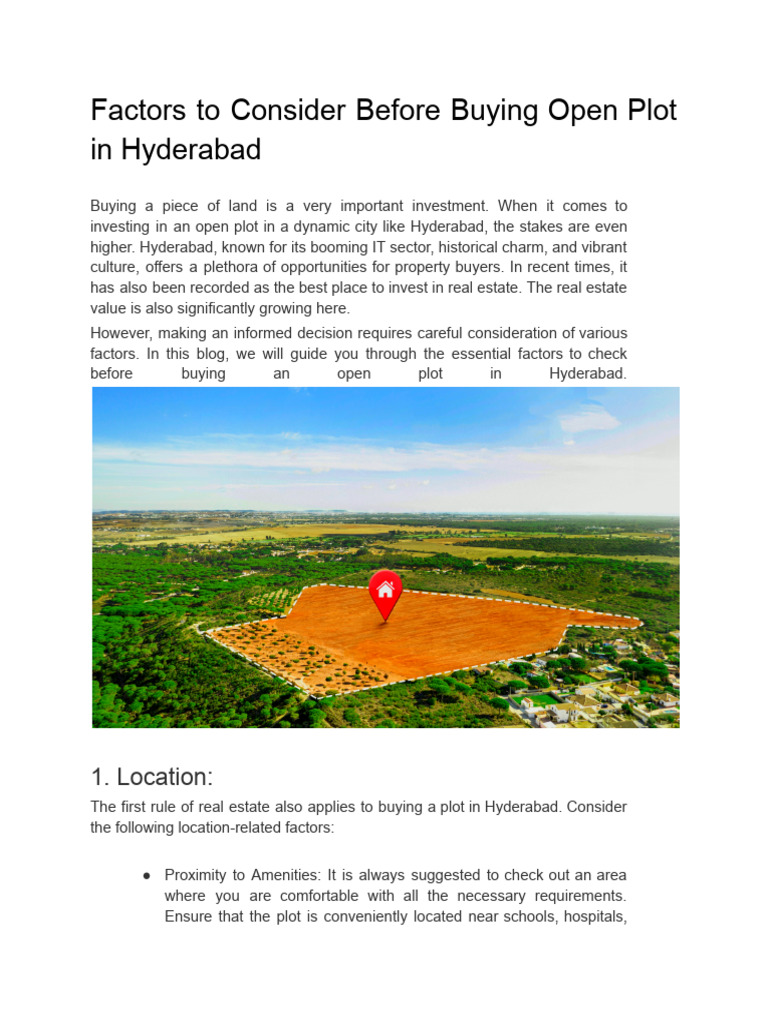 Factors To Consider Before Buying Open Plot in Hyderabad | PDF