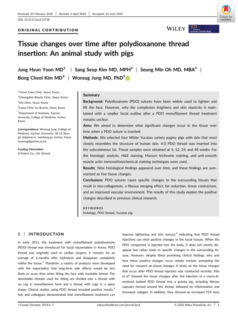Tissue Changes Over Time After Polydioxanone Thread Insertion - An ...